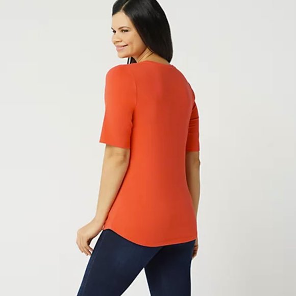 Denim & Co. Essentials Elbow Sleeve Knit Top 6641 - Picture 2 of 2